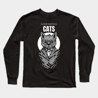 I Love Math And Cats - Maths Cat Algebra Calculus Gift Long Sleeve T-Shirt